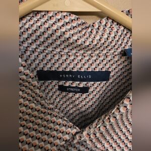 Perry Ellis Men's Stretch Shirt - Black and White